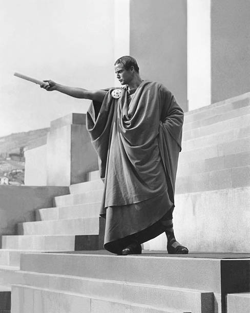 american-actor-marlon-brando-on-the-set-of-julius-caesar-based-on-the-picture-id607407104